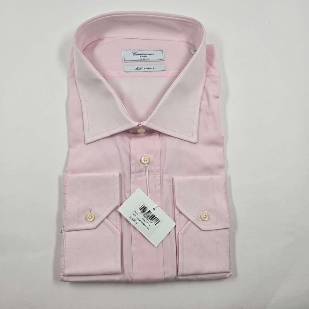 Camicissima Verona Slim Fit Dress Shirt – 100% Cotton – Light Pink – Size 20½ /